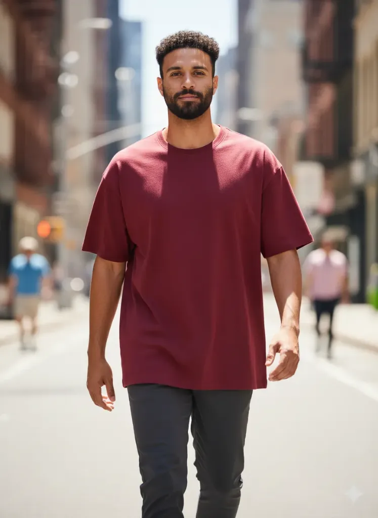 Over-sized Burgundy half-sleeves T-shirt