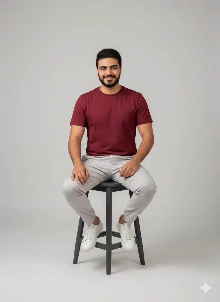 Regular Burgundy half-sleeves T-shirt