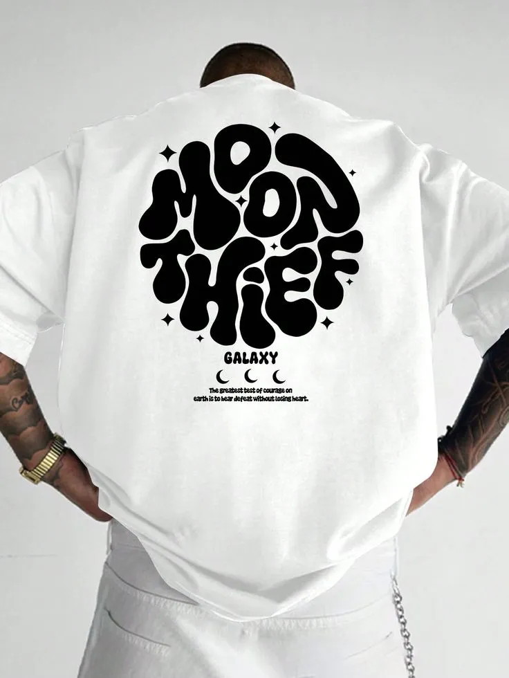 Over-size Urban Navy blue T-Shirt (White, M)